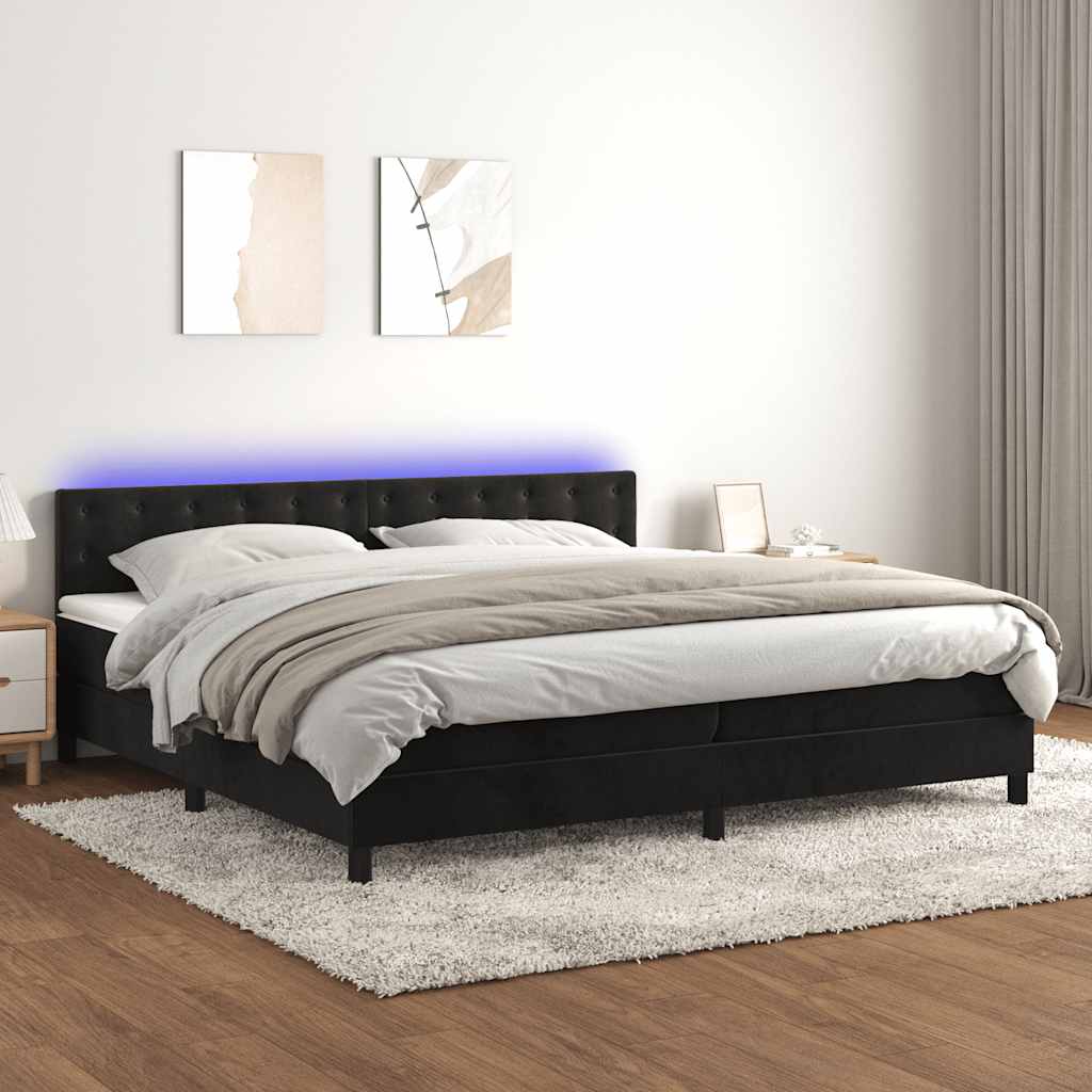 Sommier à lattes de lit avec matelas et LED Noir 200x200 cm - XIOS