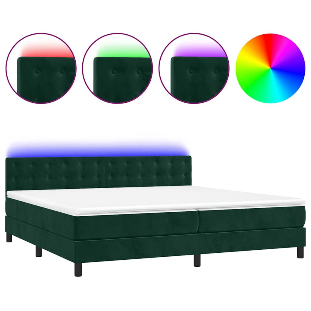 Sommier à lattes de lit matelas et LED Vert foncé 200x200 cm - XIOS