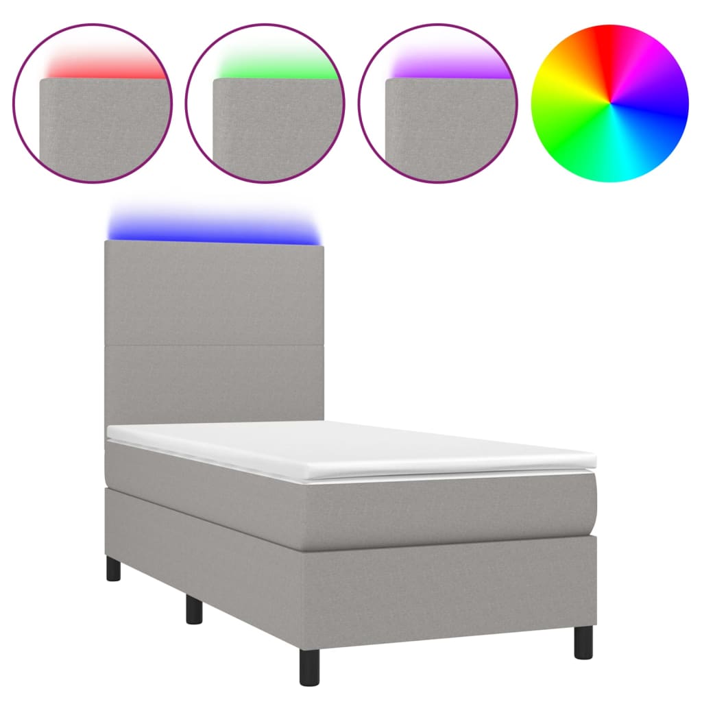 Sommier à lattes de lit avec matelas et LED Gris clair 80x200cm - XIOS