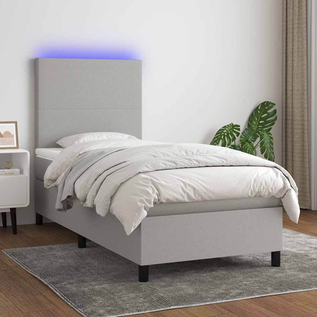 Sommier à lattes de lit avec matelas et LED Gris clair 80x200cm