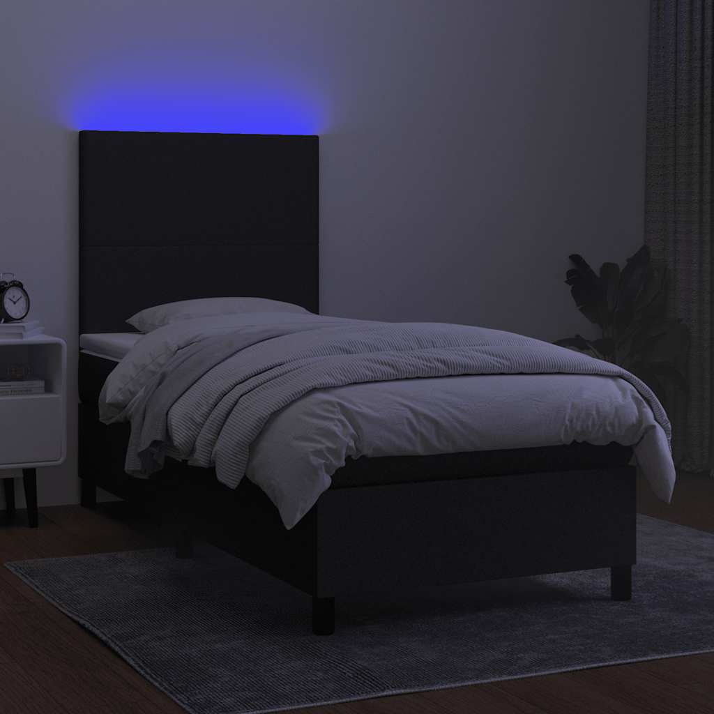 Sommier à lattes de lit avec matelas et LED Noir 80x200cm Tissu - XIOS