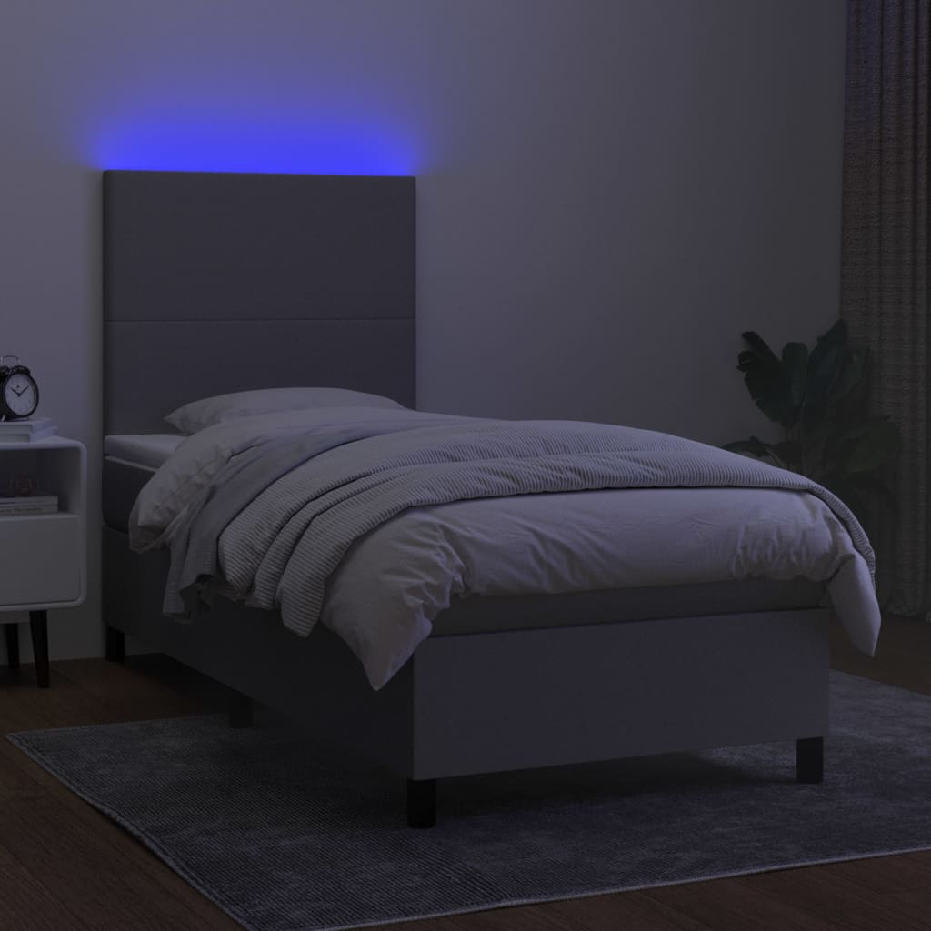 Sommier à lattes de lit avec matelas et LED Gris clair 90x190cm - XIOS