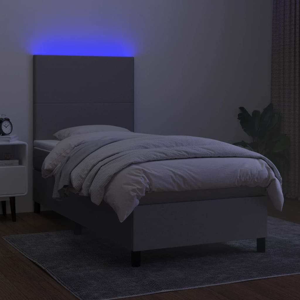 Sommier à lattes de lit avec matelas et LED Gris clair 90x200cm - XIOS