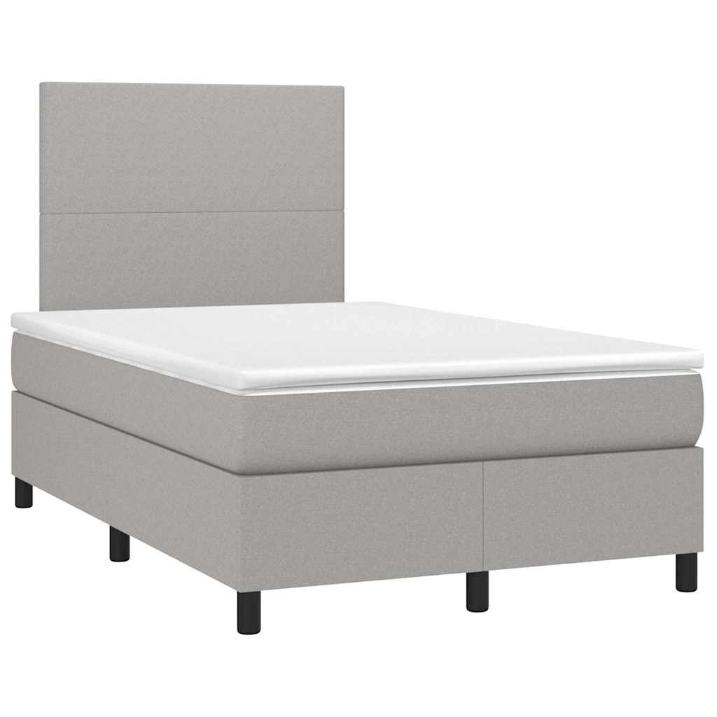 Sommier à lattes de lit et matelas et LED Gris clair 120x200 cm