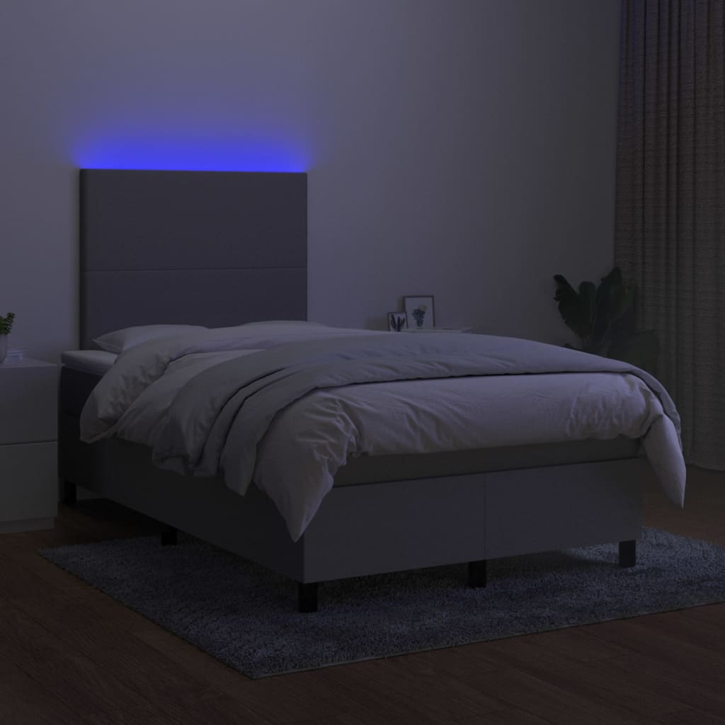Sommier à lattes de lit et matelas et LED Gris clair 120x200 cm - XIOS