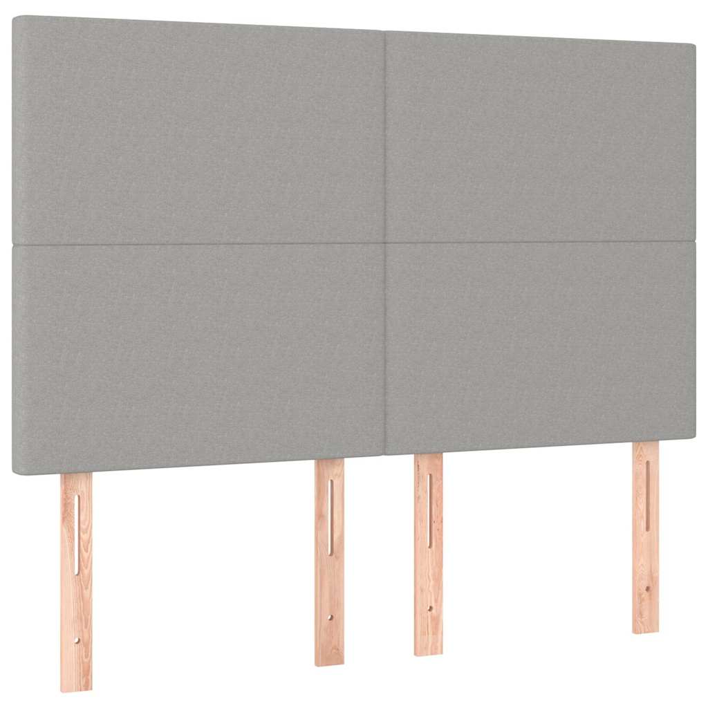 Sommier à lattes de lit et matelas et LED Gris clair 140x200 cm