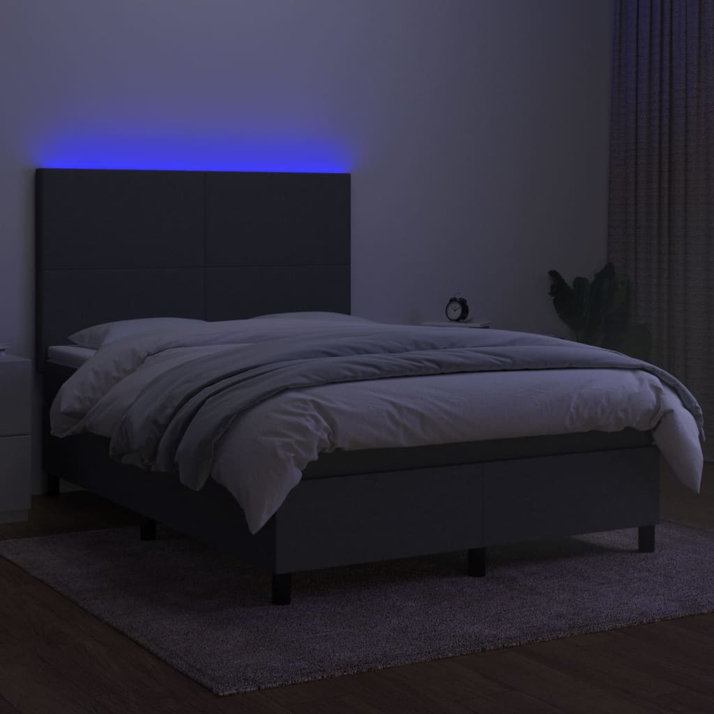 Sommier à lattes de lit et matelas et LED Gris foncé 140x200 cm - XIOS