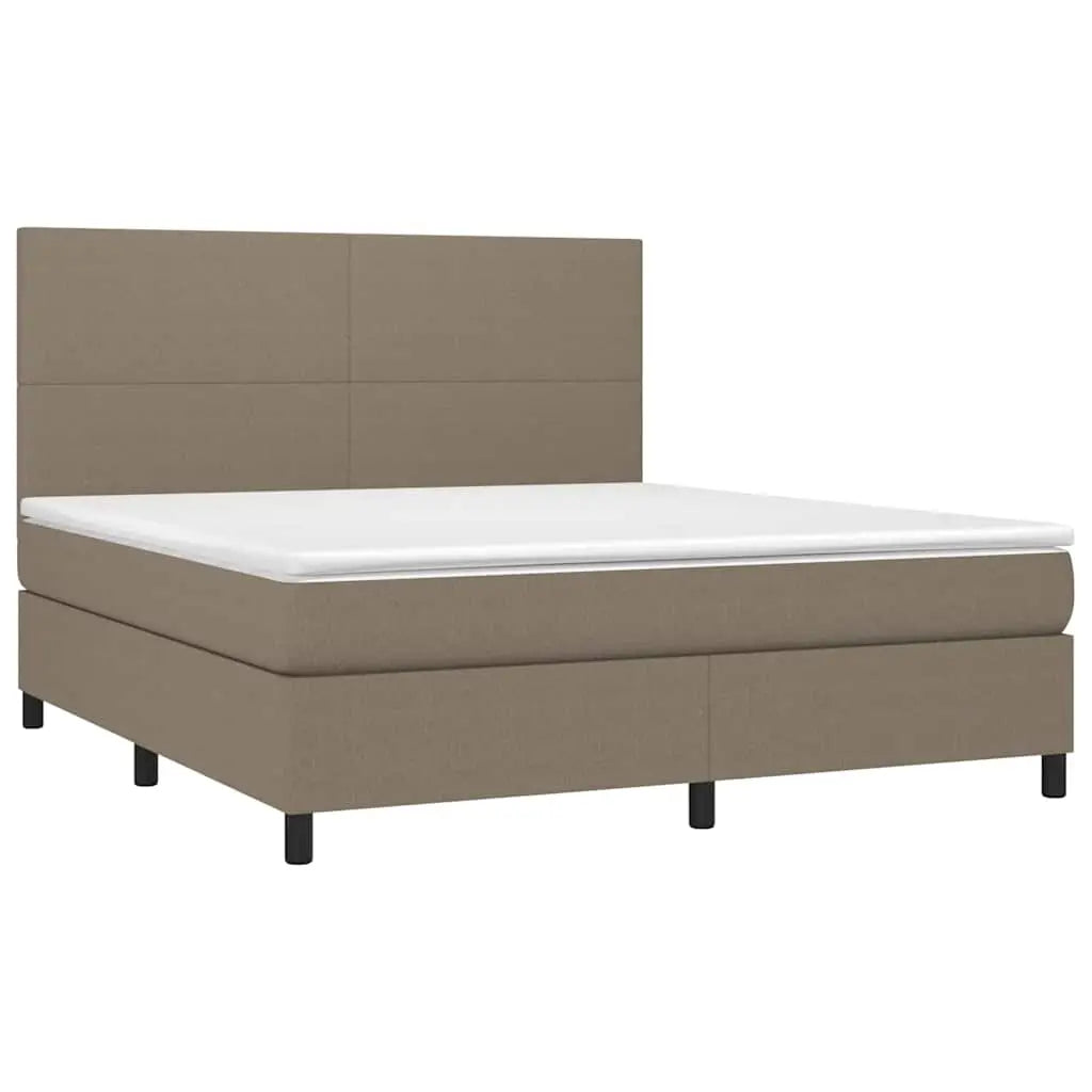 Sommier à lattes de lit et matelas et LED Taupe 160x200cm Tissu - XIOS