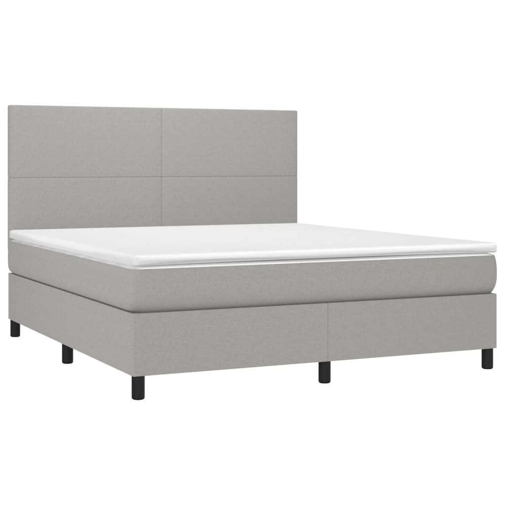 Sommier à lattes de lit et matelas et LED Gris clair 180x200 cm - XIOS