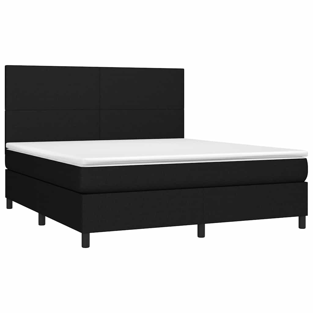 Sommier à lattes de lit et matelas et LED Noir 180x200 cm Tissu - XIOS