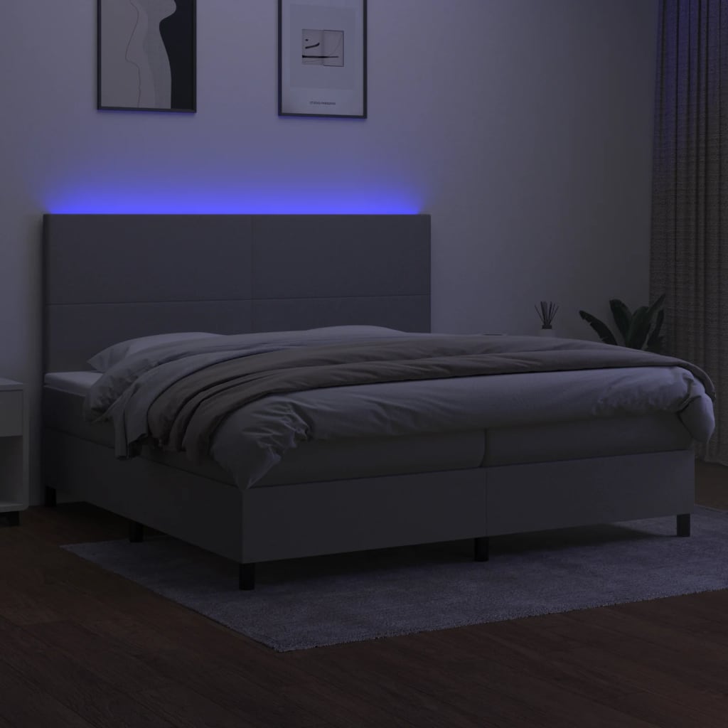Sommier à lattes de lit et matelas et LED Gris clair 200x200 cm - XIOS