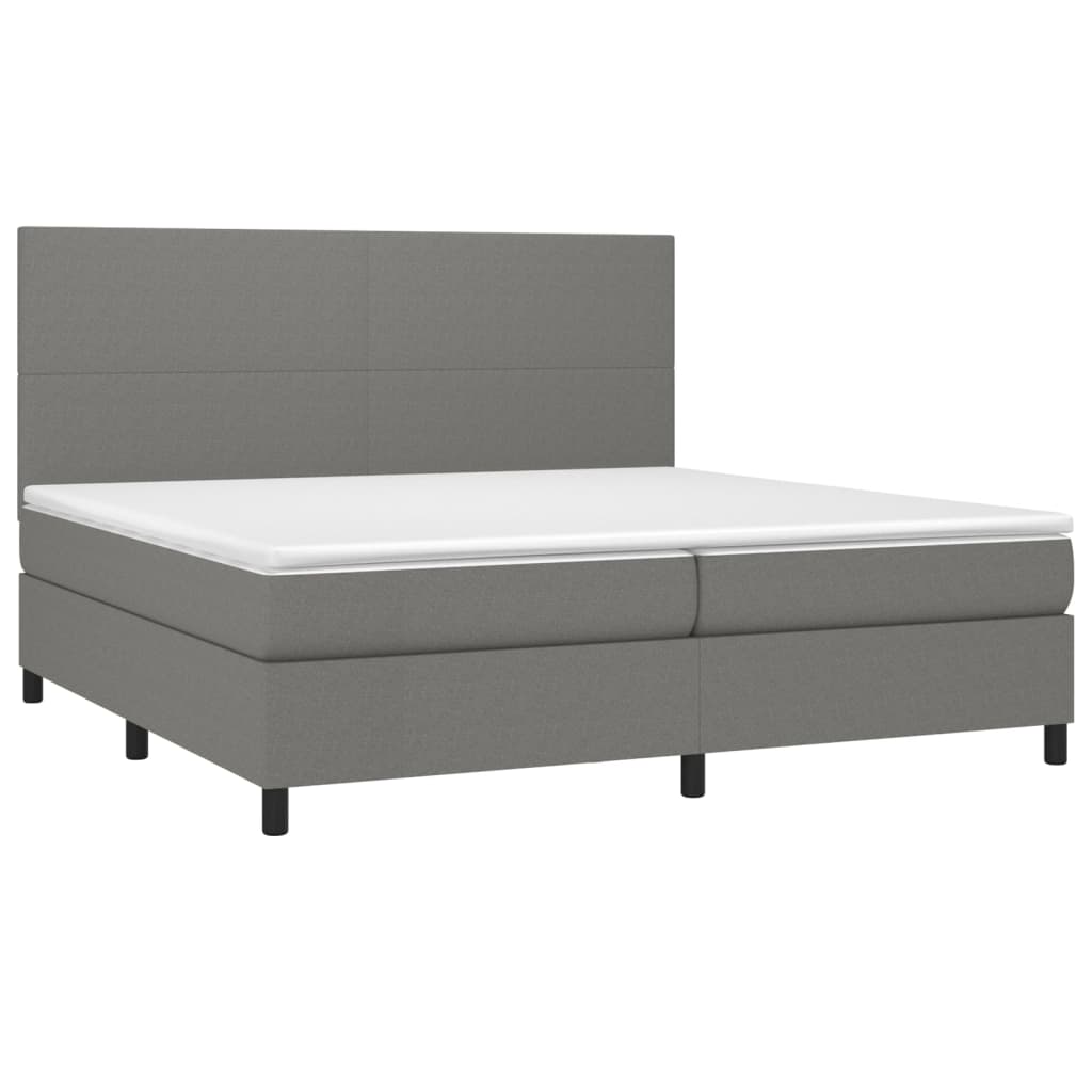 Sommier à lattes de lit et matelas et LED Gris foncé 200x200 cm - XIOS