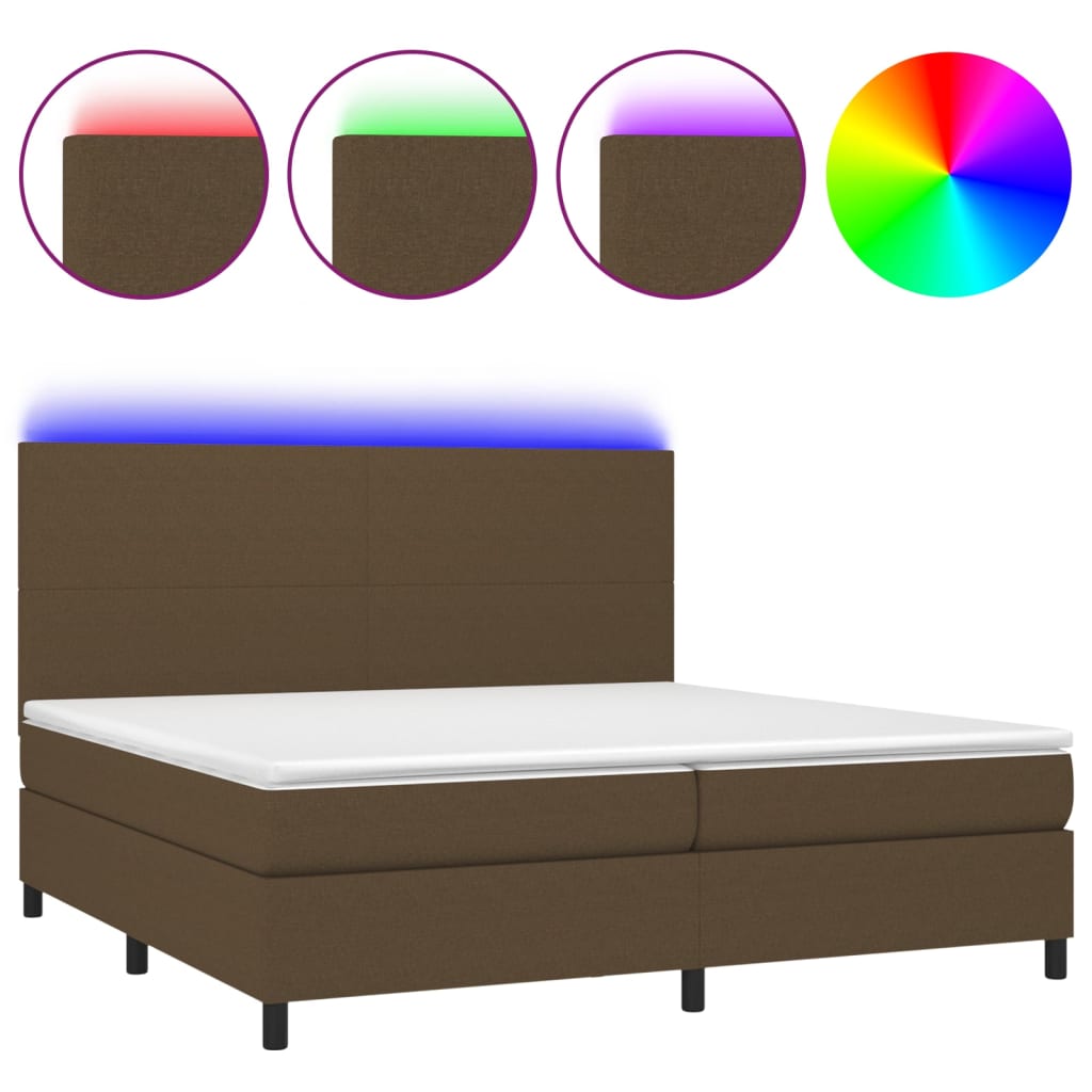 Sommier à lattes de lit matelas et LED Marron foncé 200x200 cm - XIOS