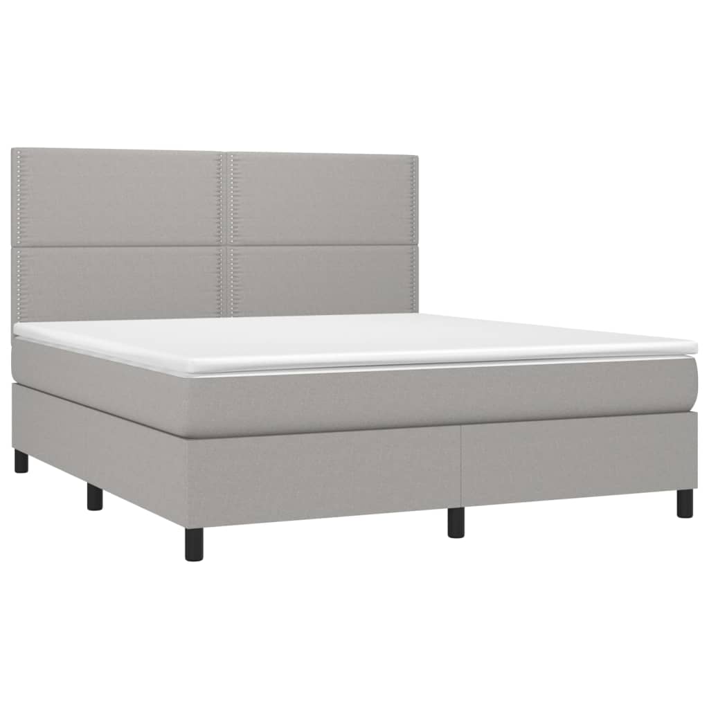 Sommier à lattes de lit et matelas et LED Gris clair 180x200 cm - XIOS
