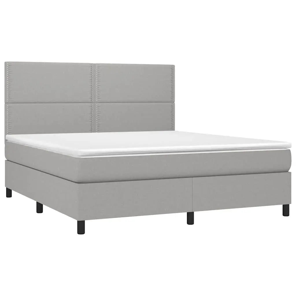 Sommier à lattes de lit et matelas et LED Gris clair 180x200 cm - XIOS