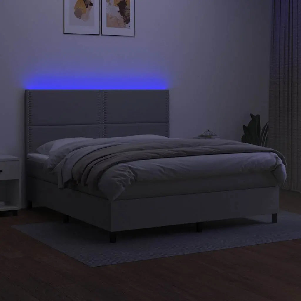 Sommier à lattes de lit et matelas et LED Gris clair 180x200 cm - XIOS