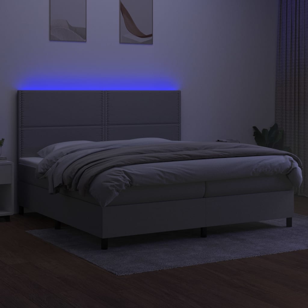 Sommier à lattes de lit et matelas et LED Gris clair 200x200 cm - XIOS
