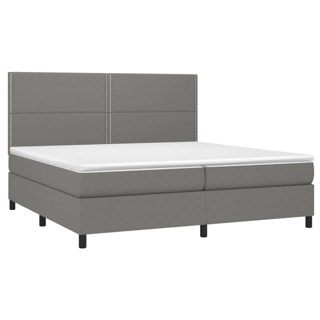 Sommier à lattes de lit et matelas et LED Gris foncé 200x200 cm - XIOS