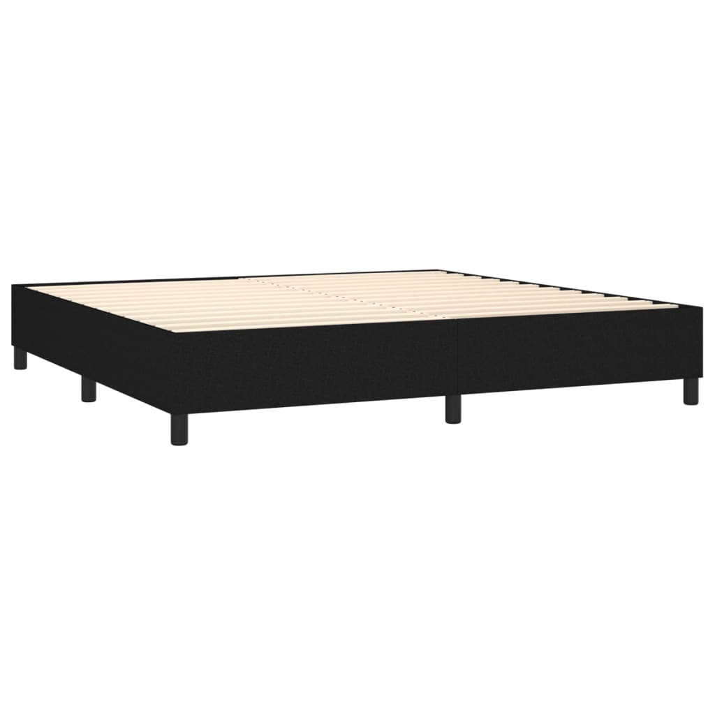 Sommier à lattes de lit et matelas et LED Noir 200x200 cm Tissu - XIOS
