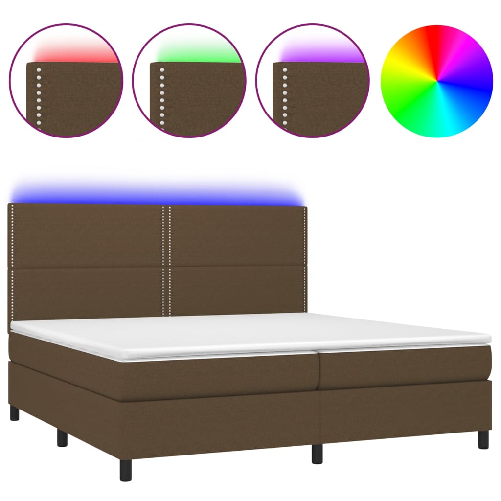 Sommier à lattes de lit matelas et LED Marron foncé 200x200 cm - XIOS