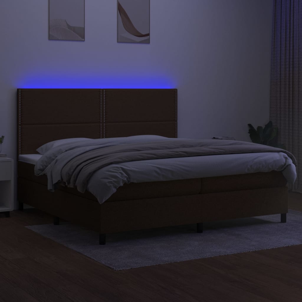 Sommier à lattes de lit matelas et LED Marron foncé 200x200 cm - XIOS