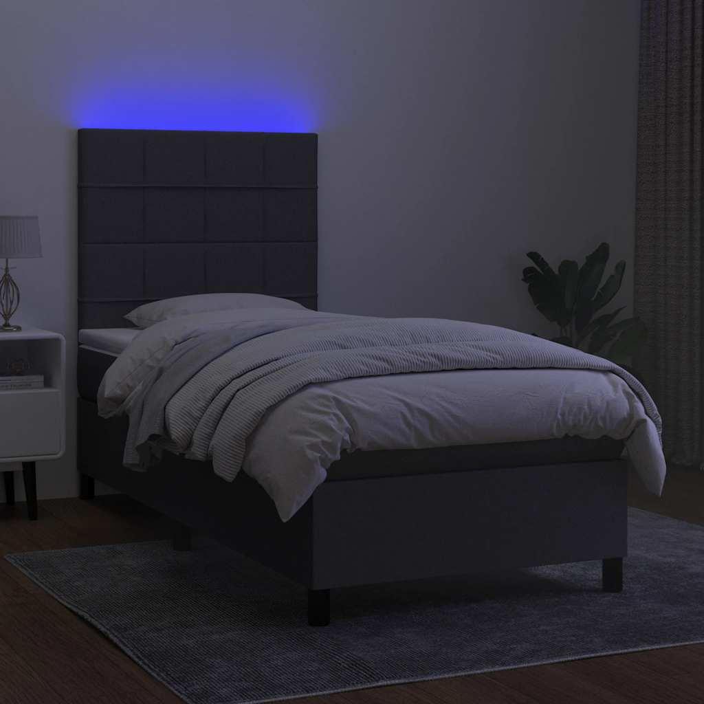 Sommier à lattes de lit avec matelas et LED Gris foncé 80x200cm - XIOS