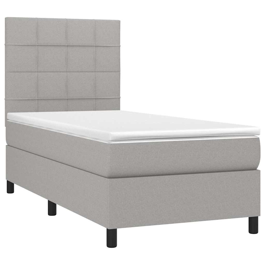 Sommier à lattes de lit avec matelas et LED Gris clair 90x190cm