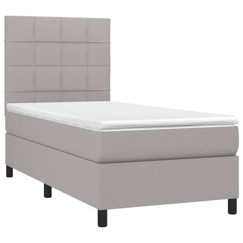 Sommier à lattes de lit et matelas et LED Gris clair 100x200 cm - XIOS
