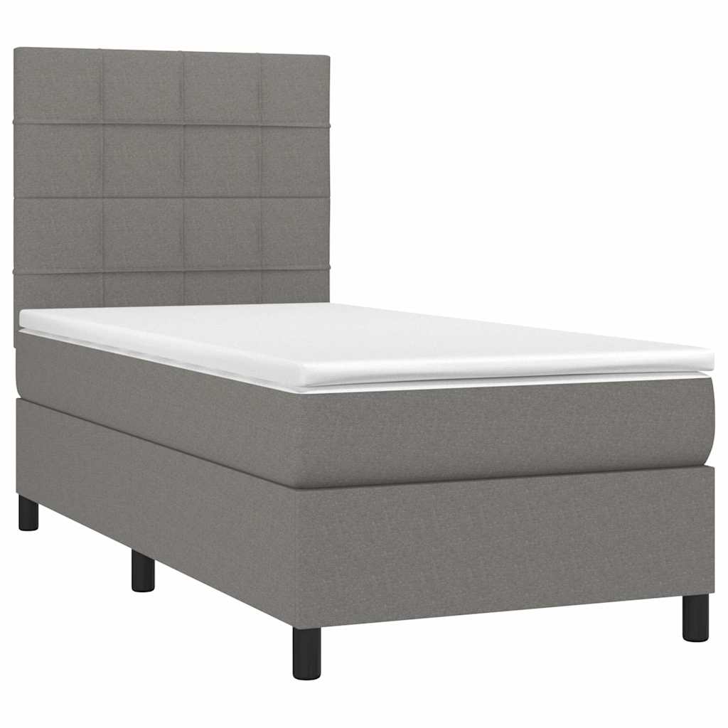Sommier à lattes de lit et matelas et LED Gris foncé 100x200 cm