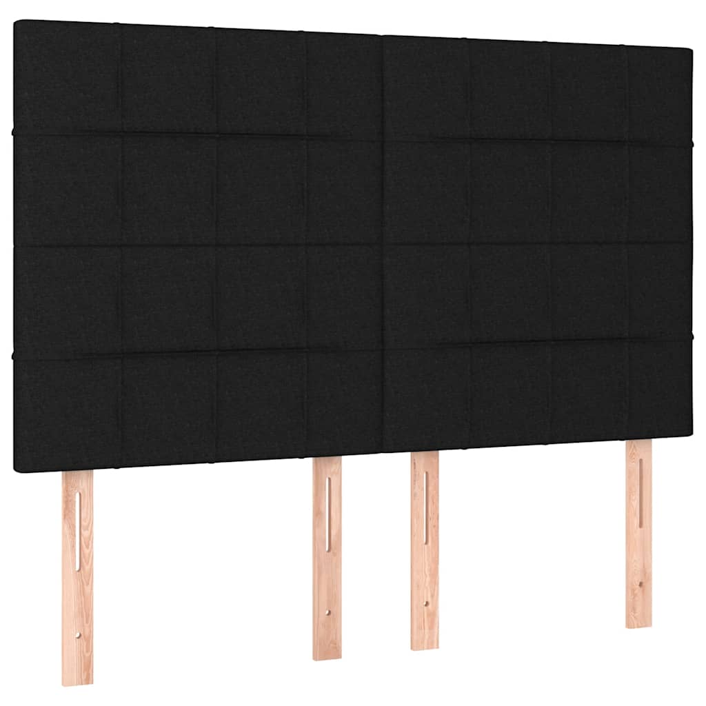 Sommier à lattes de lit et matelas et LED Noir 140x190 cm Tissu - XIOS