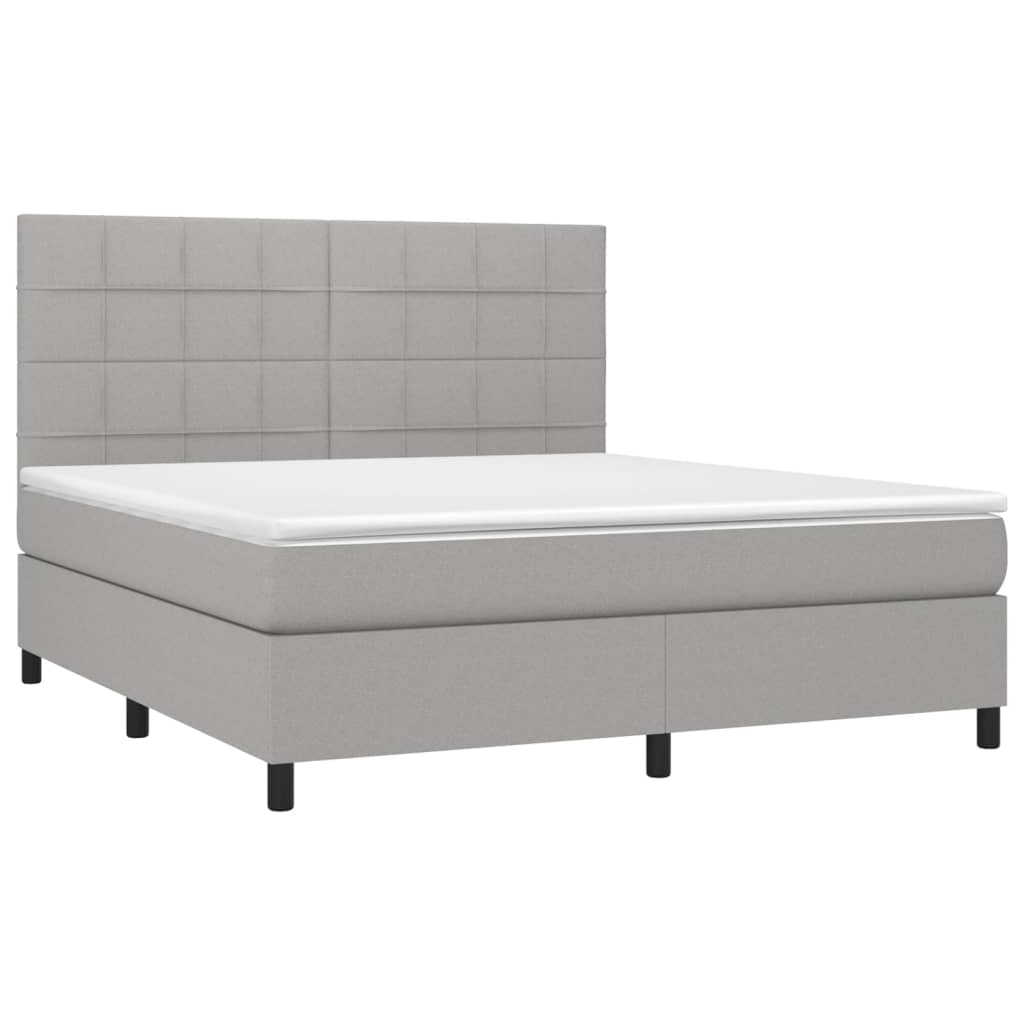 Sommier à lattes de lit et matelas et LED Gris clair 160x200 cm