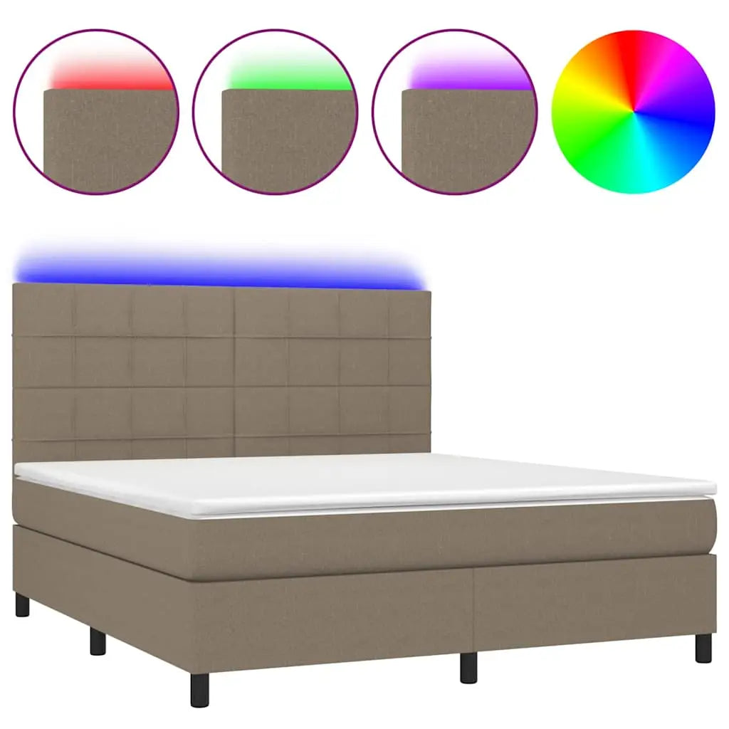 Sommier à lattes de lit et matelas et LED Taupe 160x200cm Tissu - XIOS