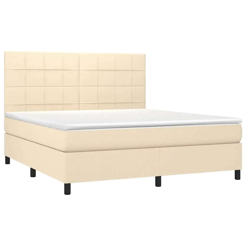 Sommier à lattes de lit et matelas et LED Crème 160x200cm Tissu - XIOS