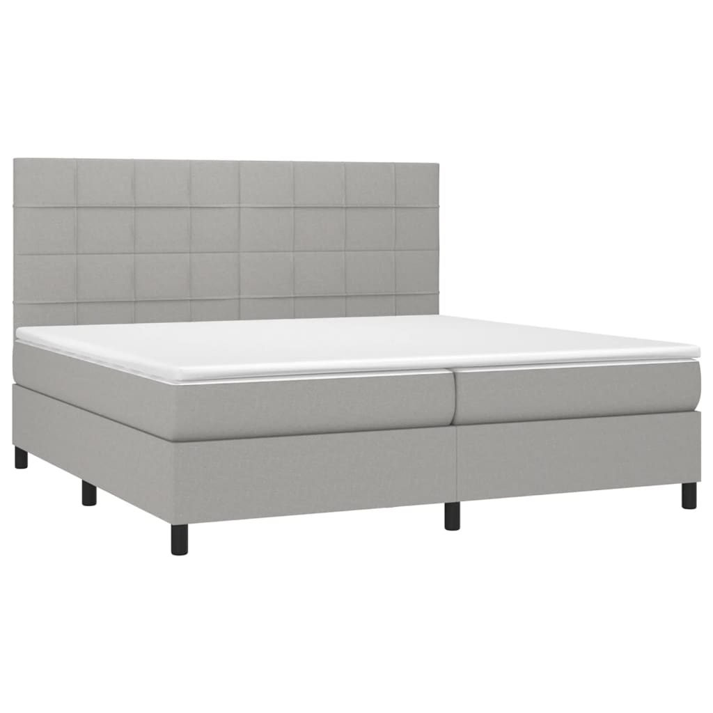 Sommier à lattes de lit et matelas et LED Gris clair 200x200 cm - XIOS