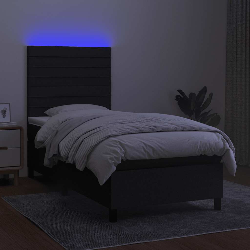 Sommier à lattes de lit avec matelas et LED Noir 80x200cm Tissu - XIOS