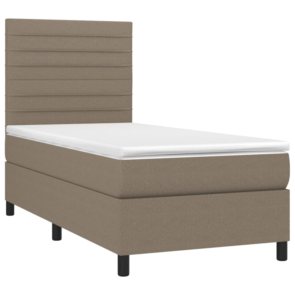 Sommier à lattes de lit et matelas et LED Taupe 80x200 cm Tissu - XIOS