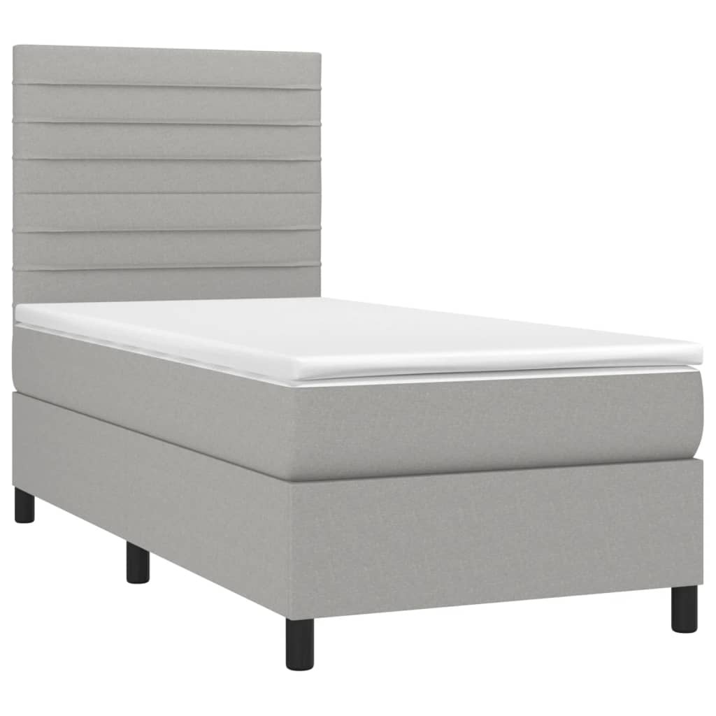 Sommier à lattes de lit avec matelas et LED Gris clair 90x190cm - XIOS