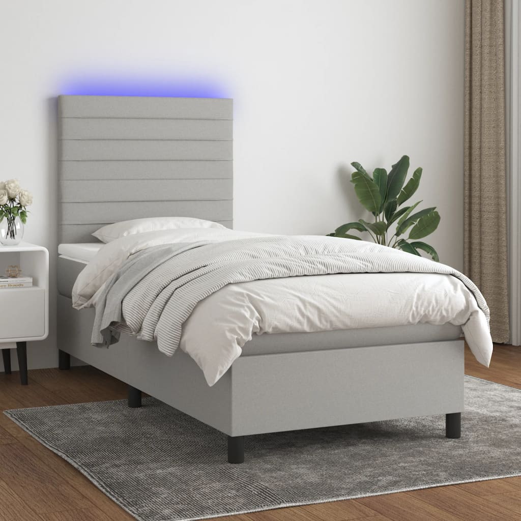 Sommier à lattes de lit avec matelas et LED Gris clair 90x190cm - XIOS