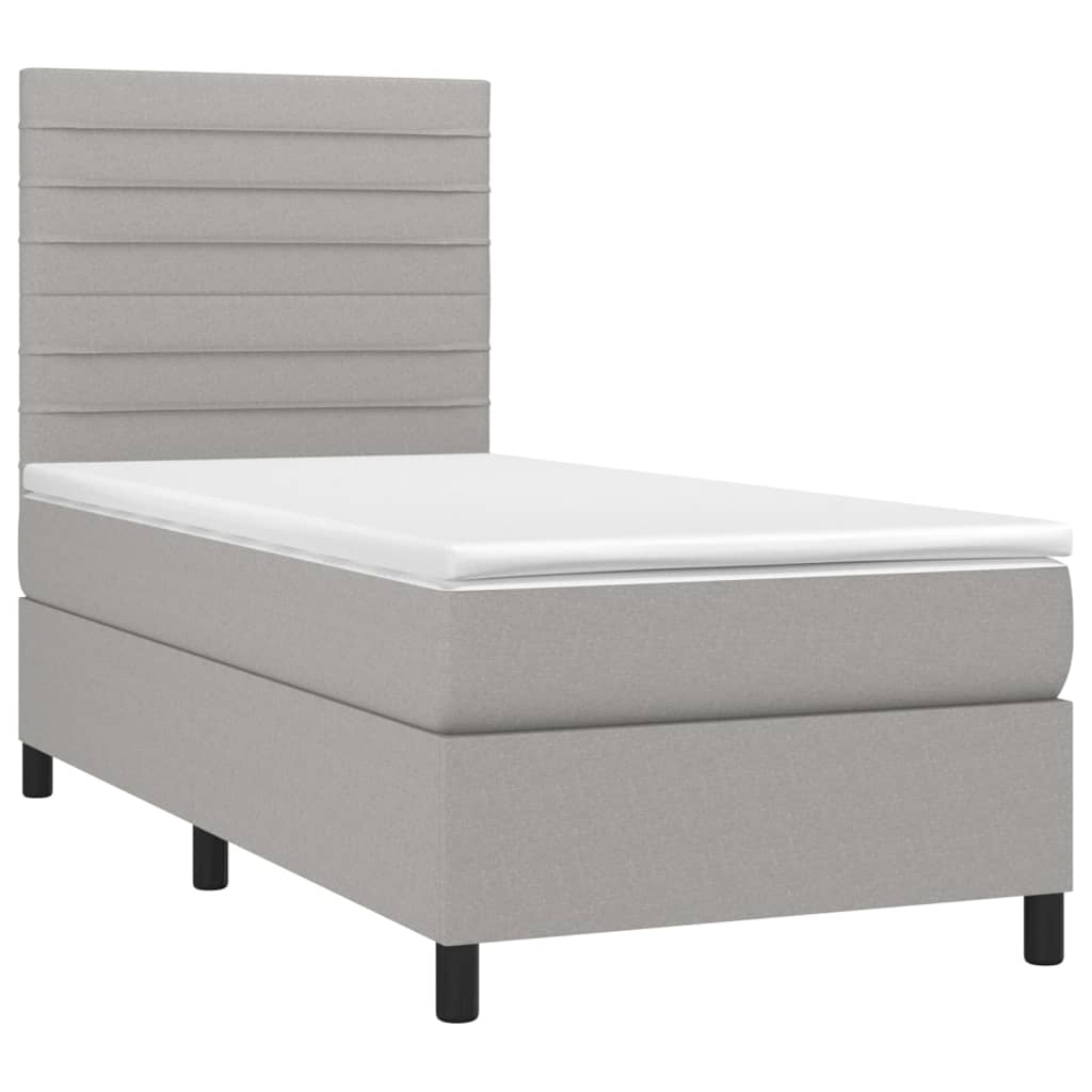Sommier à lattes de lit et matelas et LED Gris clair 100x200 cm - XIOS