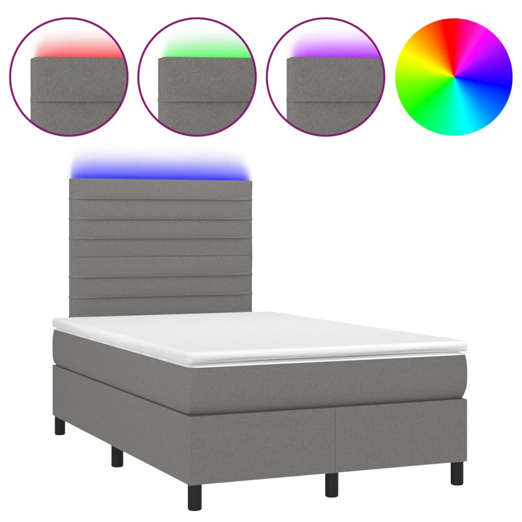 Sommier à lattes de lit et matelas et LED Gris foncé 120x200 cm - XIOS