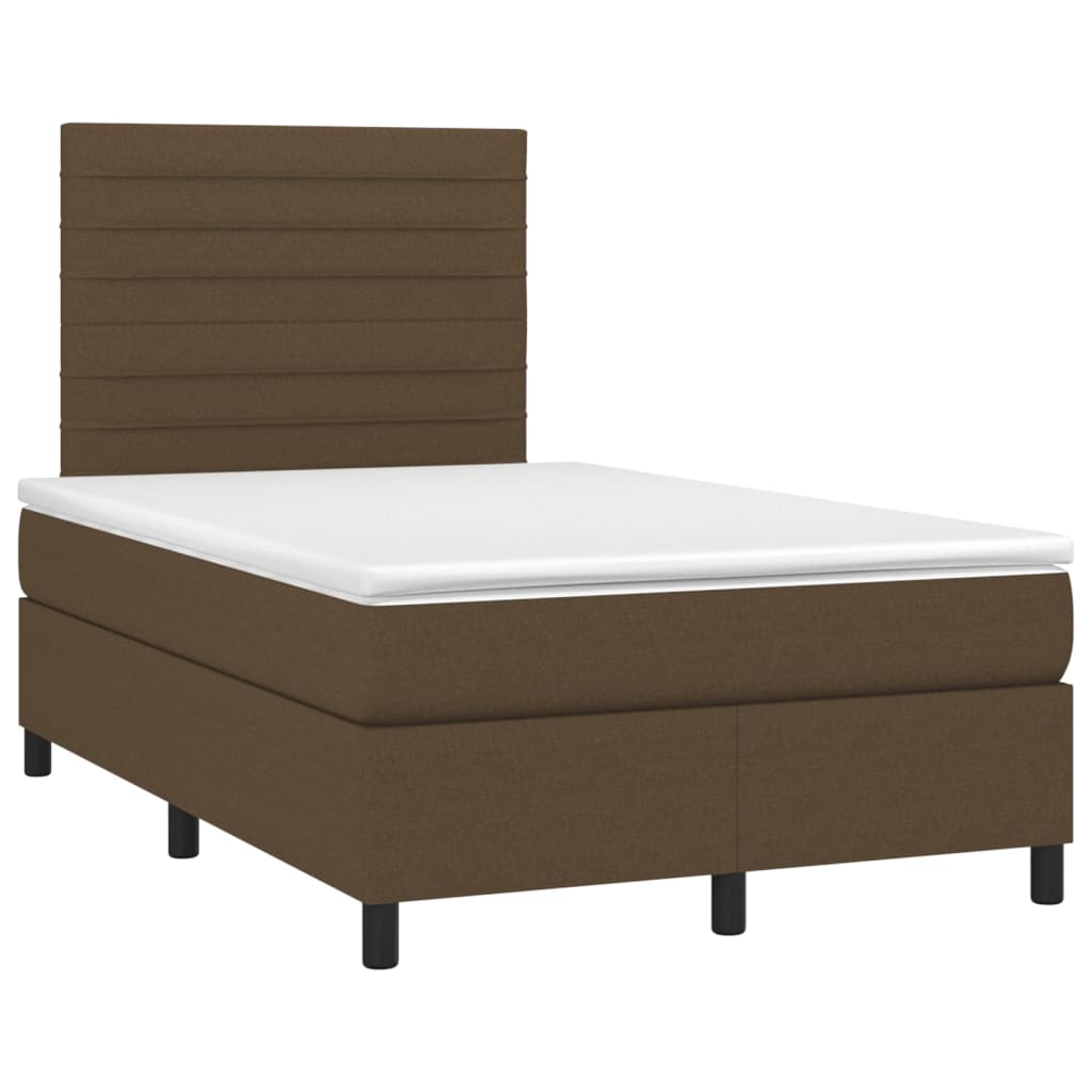 Sommier à lattes de lit matelas et LED Marron foncé 120x200 cm - XIOS