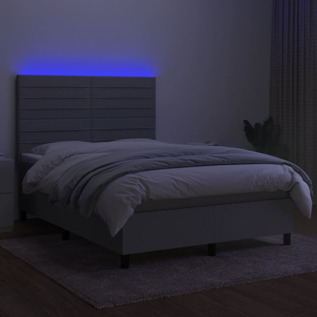 Sommier à lattes de lit et matelas et LED Gris clair 140x190 cm - XIOS
