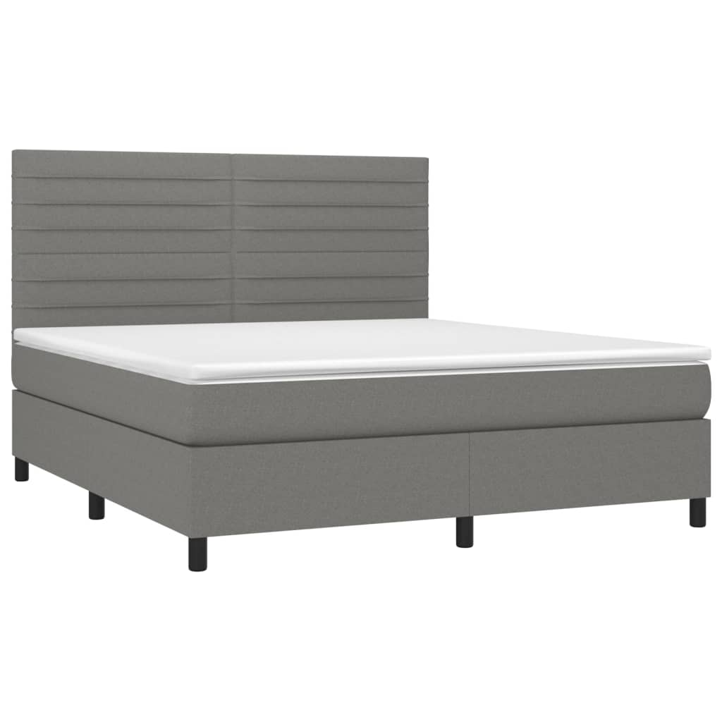 Sommier à lattes de lit et matelas et LED Gris foncé 160x200 cm - XIOS