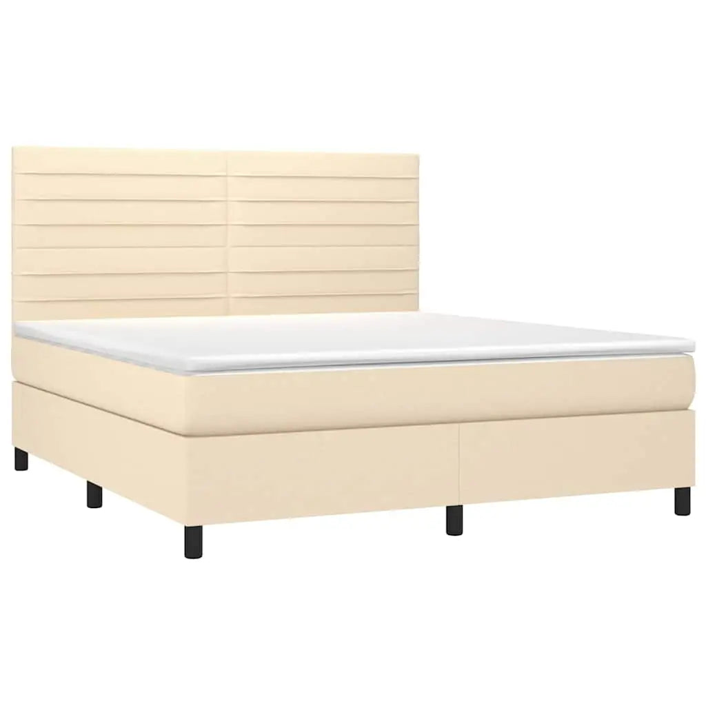 Sommier à lattes de lit et matelas et LED Crème 160x200cm Tissu - XIOS