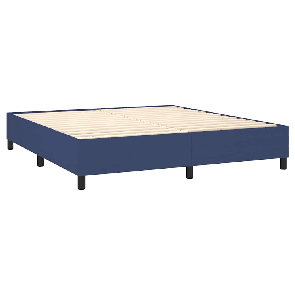 Sommier à lattes de lit et matelas et LED Bleu 180x200 cm Tissu