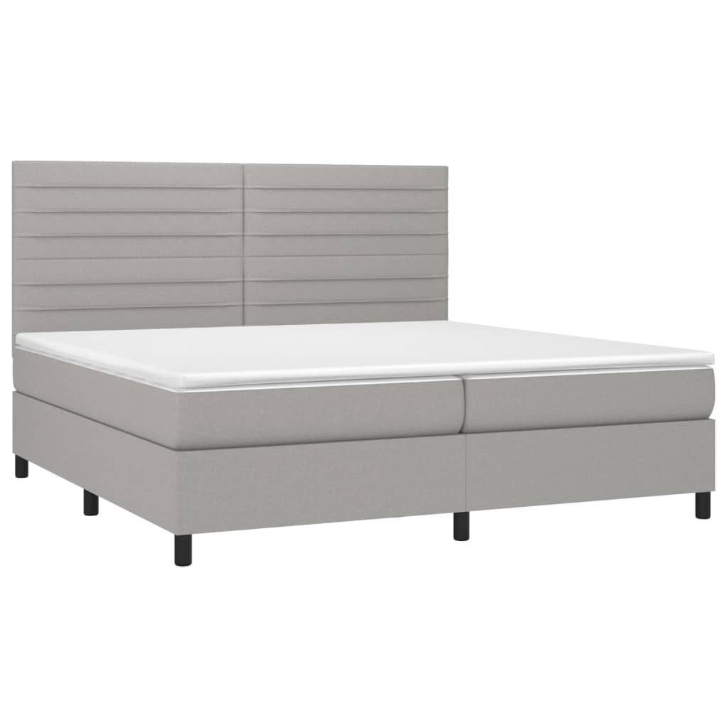 Sommier à lattes de lit et matelas et LED Gris clair 200x200 cm - XIOS