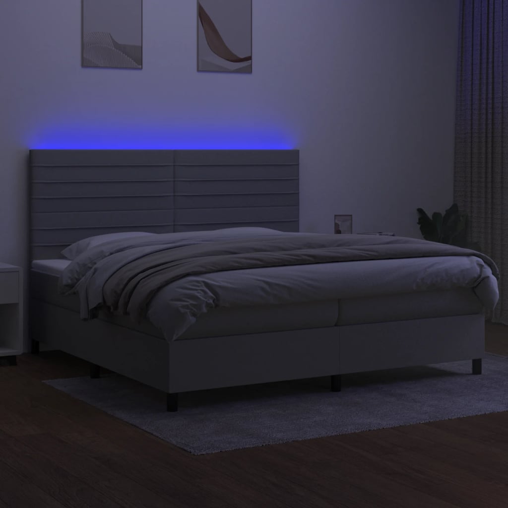Sommier à lattes de lit et matelas et LED Gris clair 200x200 cm - XIOS