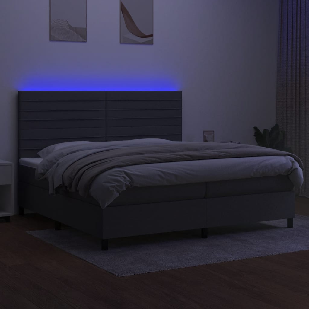 Sommier à lattes de lit et matelas et LED Gris foncé 200x200 cm - XIOS