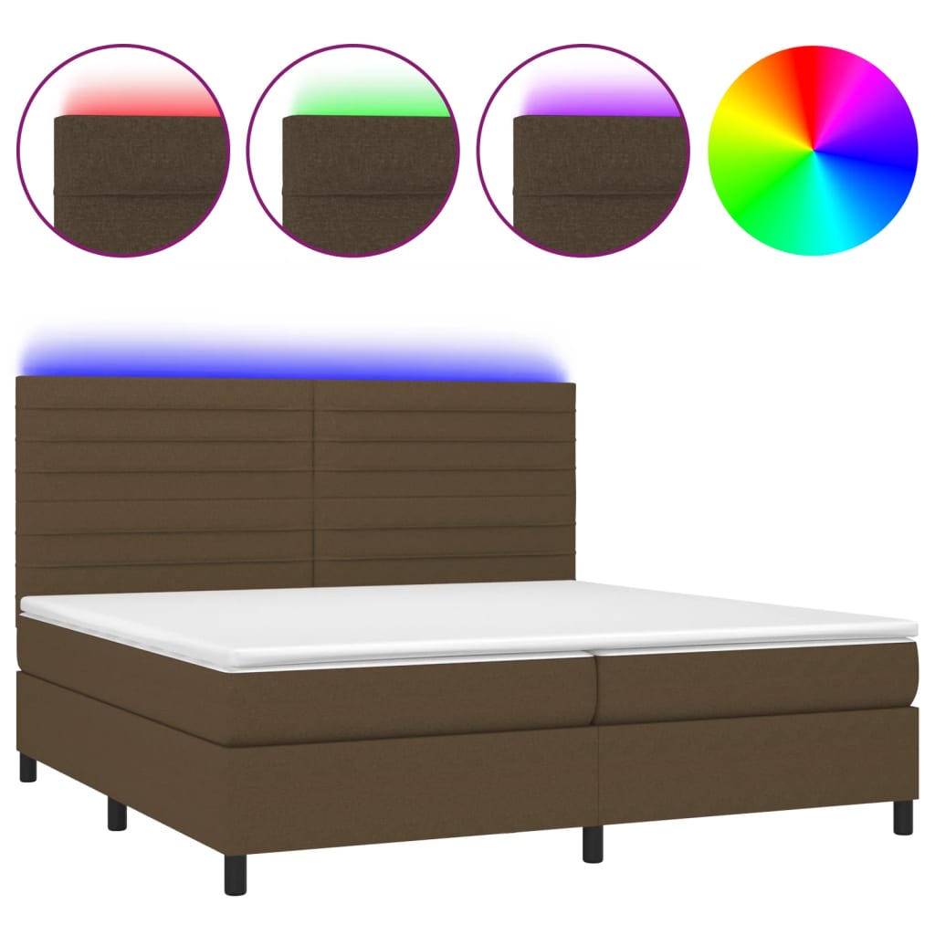 Sommier à lattes de lit matelas et LED Marron foncé 200x200 cm - XIOS