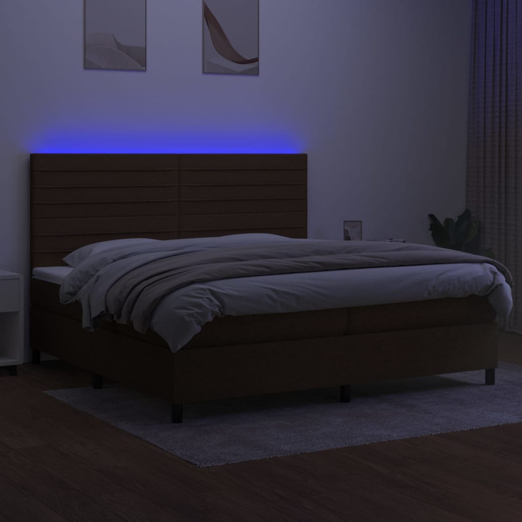 Sommier à lattes de lit matelas et LED Marron foncé 200x200 cm - XIOS